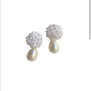 Nicola Bathie White Floral Bouquet + Pearly Drop Earrings